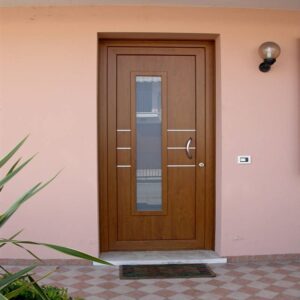 porta blindata con vetro da esterno colore marrone
